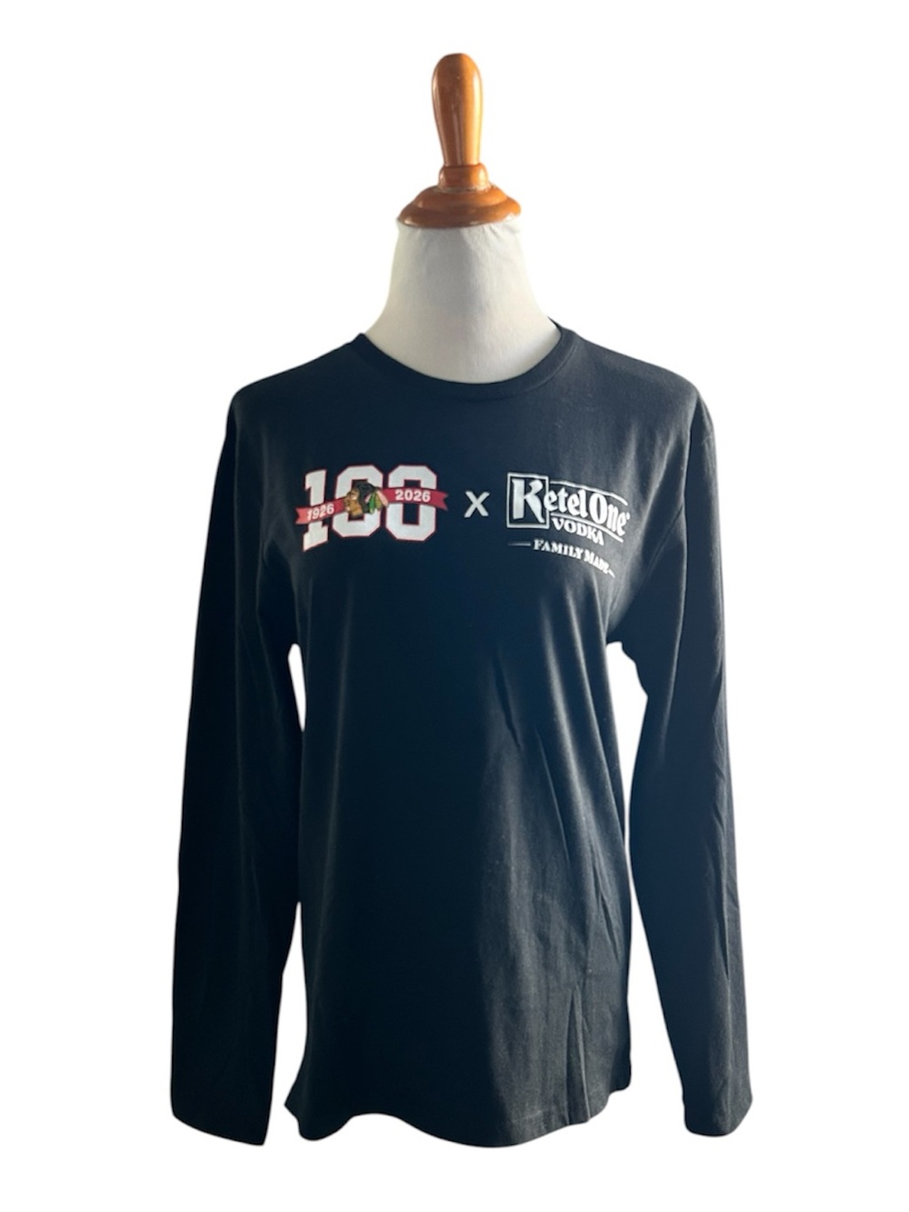 NWOT District Black Long Sleeve kettle one Graphic Tee with White & Red Print